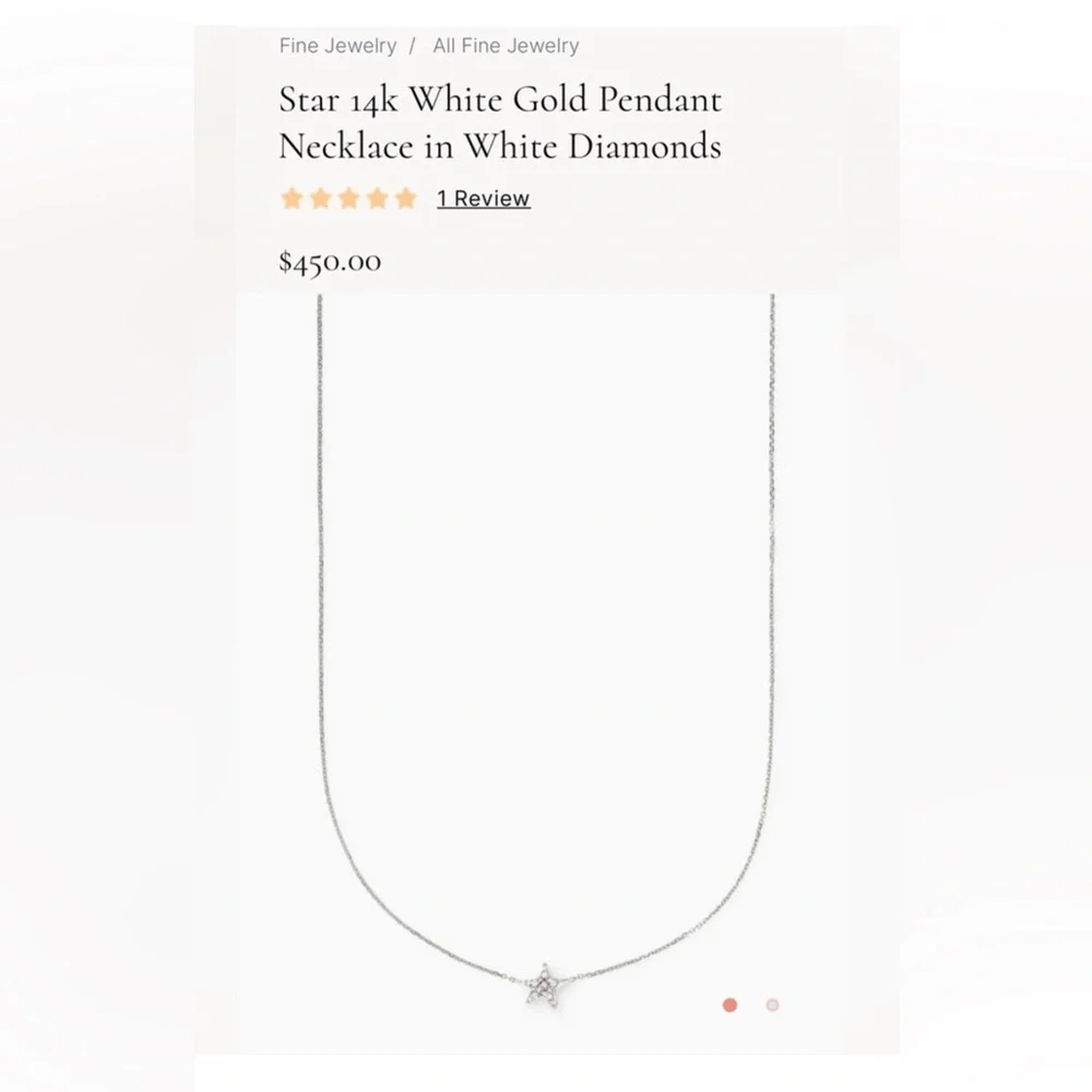 Kendra Scott Fine Jewelry Star 14k White Gold Pendant Necklace White Diamonds - Picture 2 of 3